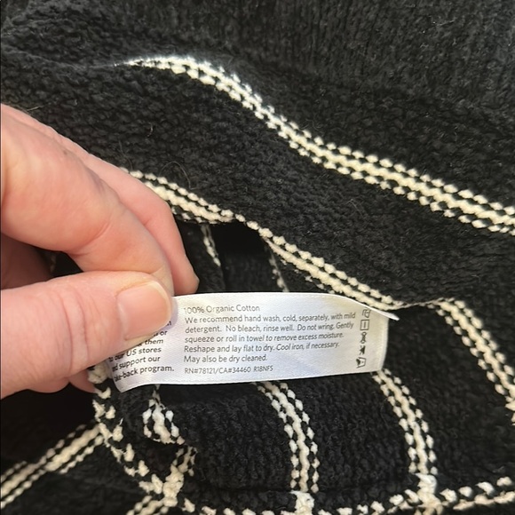 Eileen Fisher Organic Cotton Black and White Striped Sweater‎ Small - Picture 4 of 7